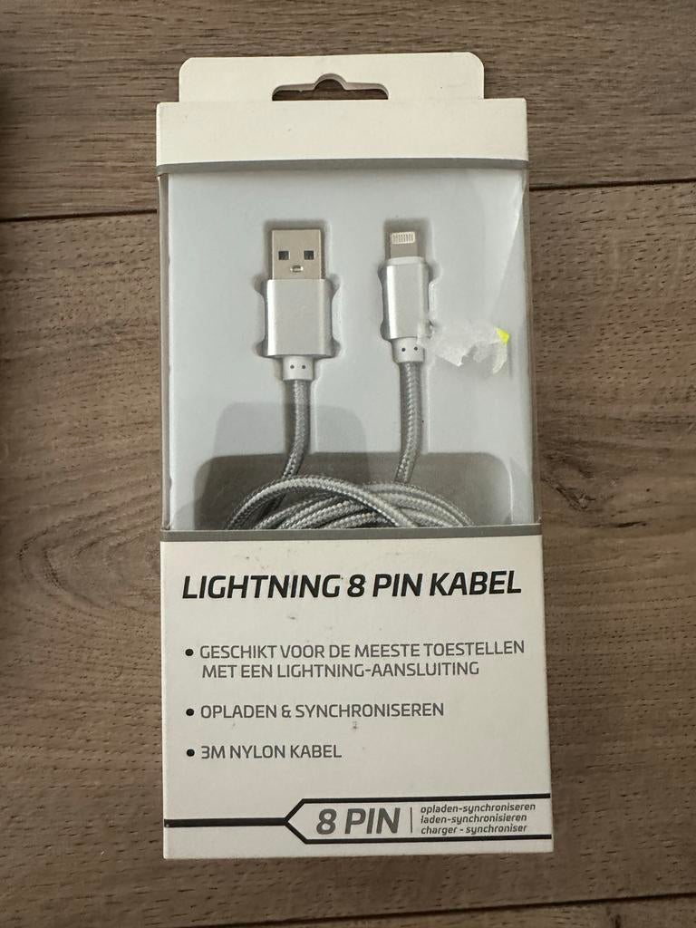 Lightning 8 Pin Kabel - 3M Nylon Oplaad & Synchronisatie, Verzenden, Nieuw, Apple iPhone