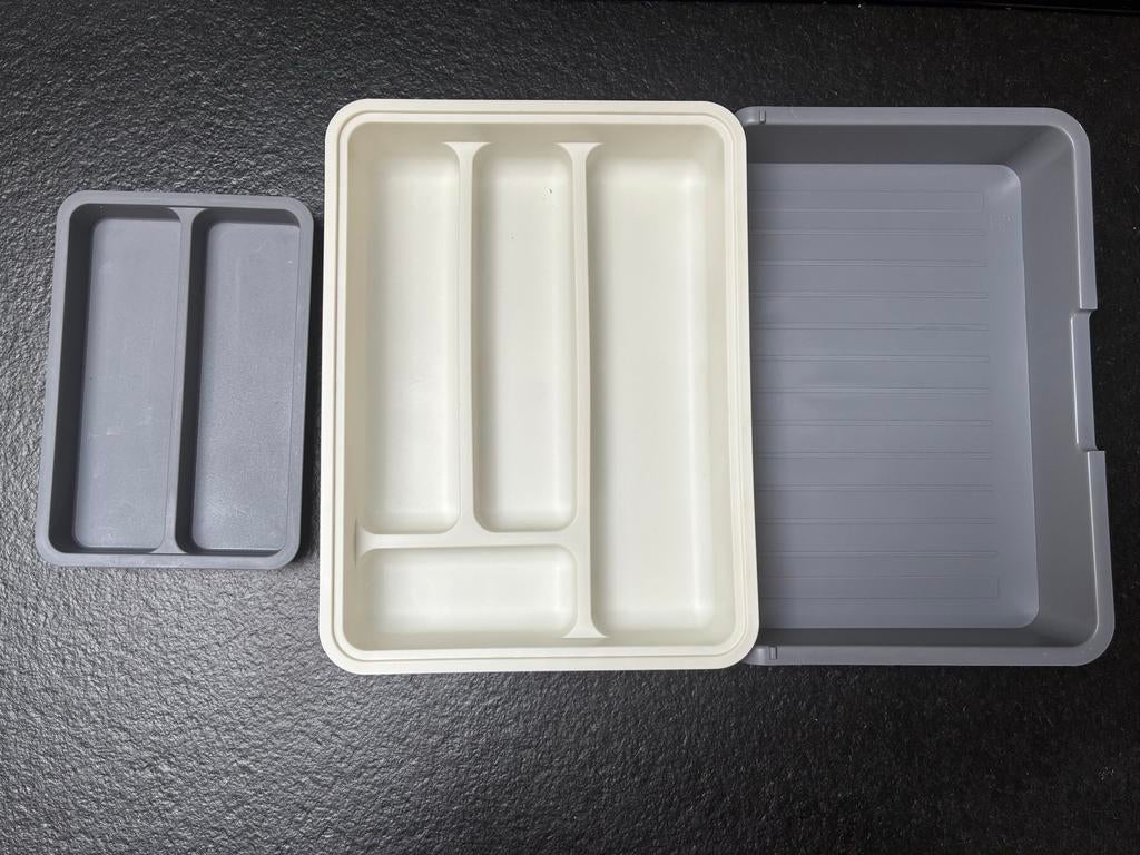 Bestekbak uitschuifbaar - wit/grijs, Overige typen, Kunststof, Ophalen of Verzenden, Zo goed als nieuw