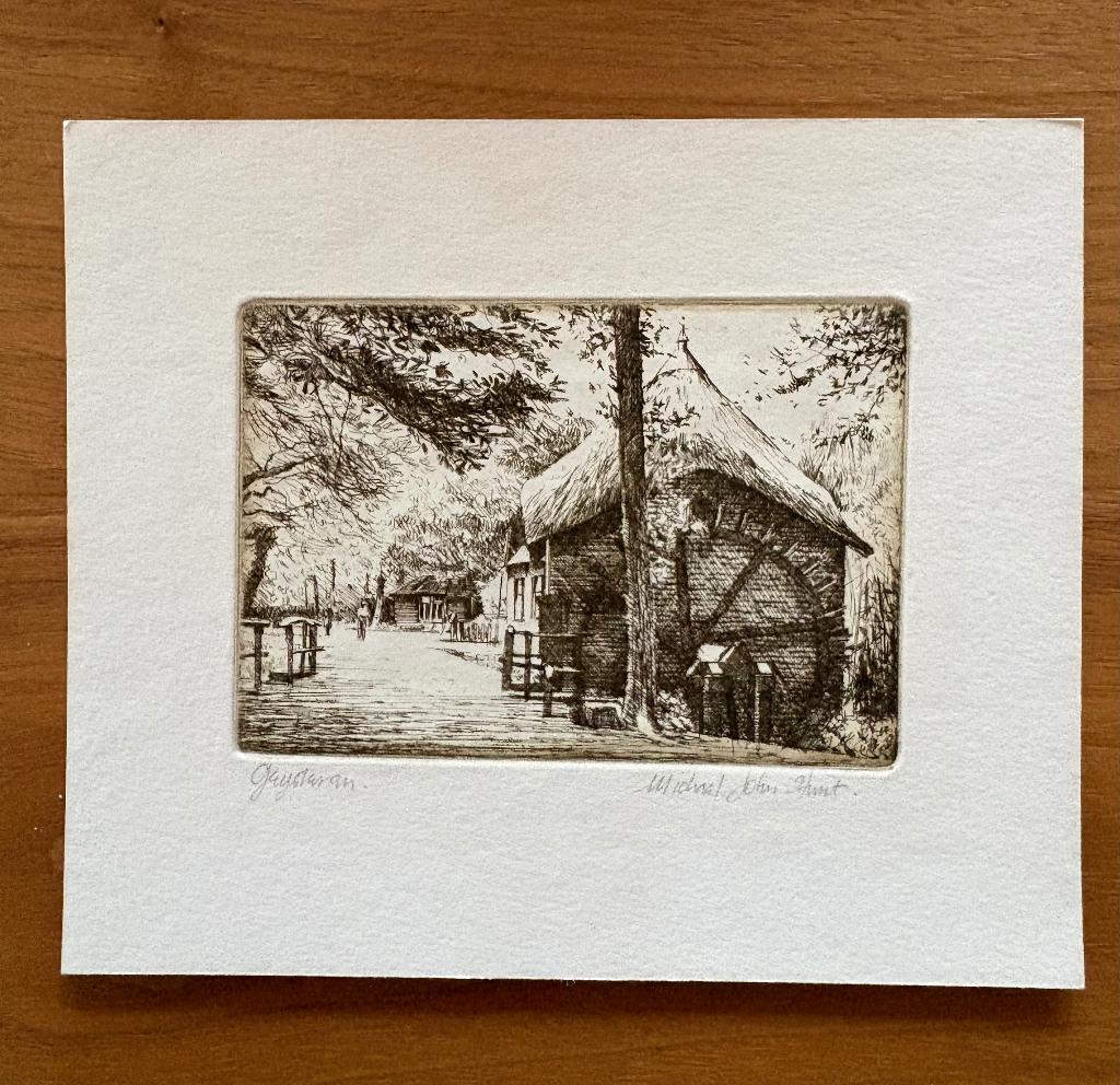 Te Koop: Ets: Rosmolen te Geijsteren door Michael John Hunt, Antiek en Kunst, Kunst | Etsen en Gravures, Ophalen of Verzenden