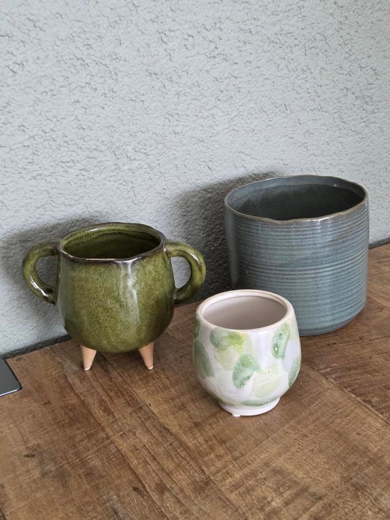 Sierpotten keramiek, Ophalen, Rond, Aardewerk, Minder dan 40 cm