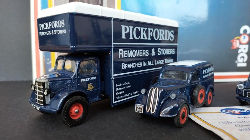 Bedford moving Morris Minor Pickfords 1:50 Corgi Pol, Auto, Corgi@corgi.co.uk, Nieuw, Le19 1rl Leicester uk