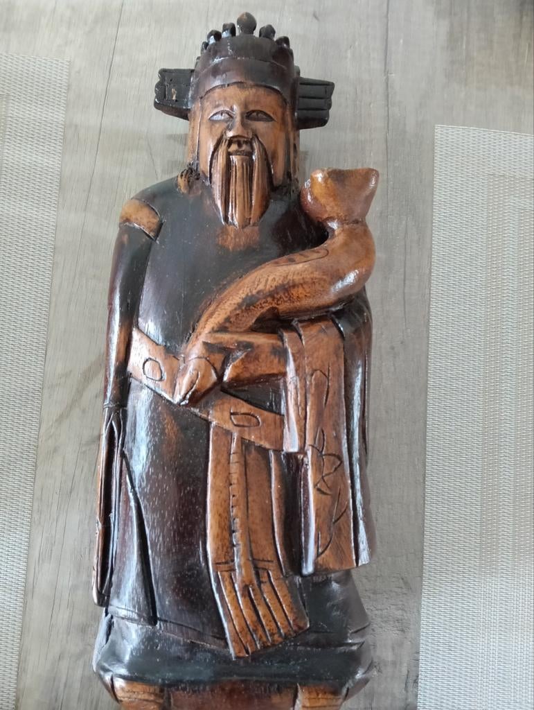 Houten beeldje van man met baard, Antiek en Kunst, Ophalen of Verzenden