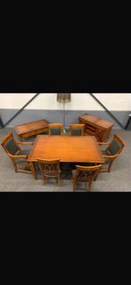 Complete set kersenhout: eettafel, stoelen, , tv-meu, Ophalen of Verzenden, Gebruikt, 4 tot 6 stoelen
