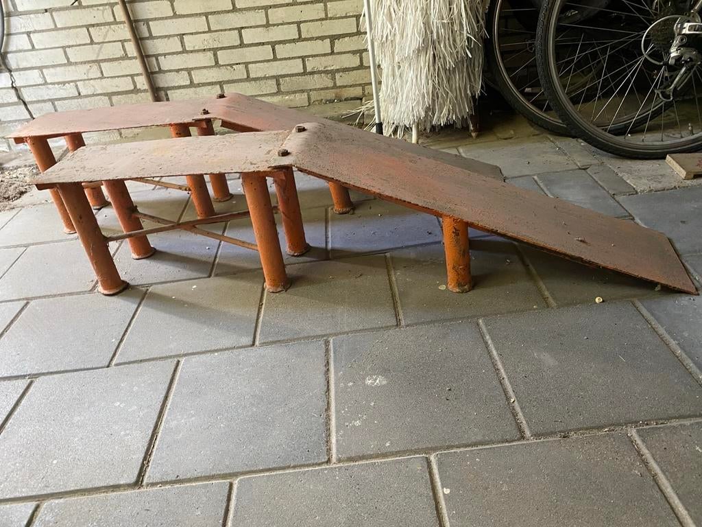 Oude stalen rijplaten voor auto-onderhoud, Auto diversen, Autogereedschap, Ophalen, Gebruikt