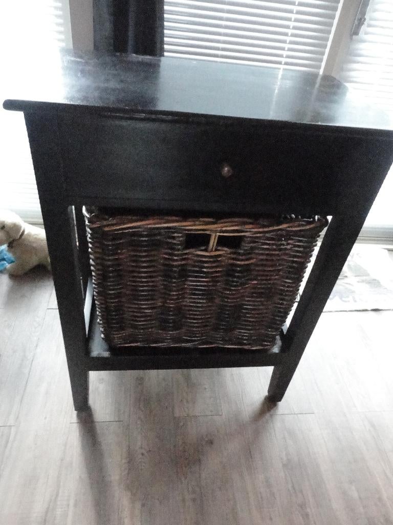 ZWART HOUTEN HAL KASTJE/TAFELTJE/ SIDETABLE/SCHOENENKASTJE, Ophalen, Gebruikt