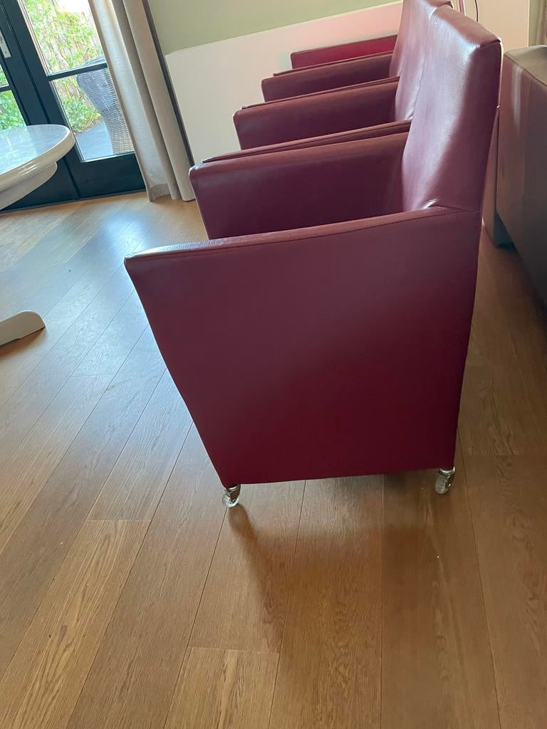 Bert Plantage eetkamerstoelen, , rood leer, Huis en Inrichting, Stoelen, Leer, Ophalen of Verzenden, Zo goed als nieuw, Vier