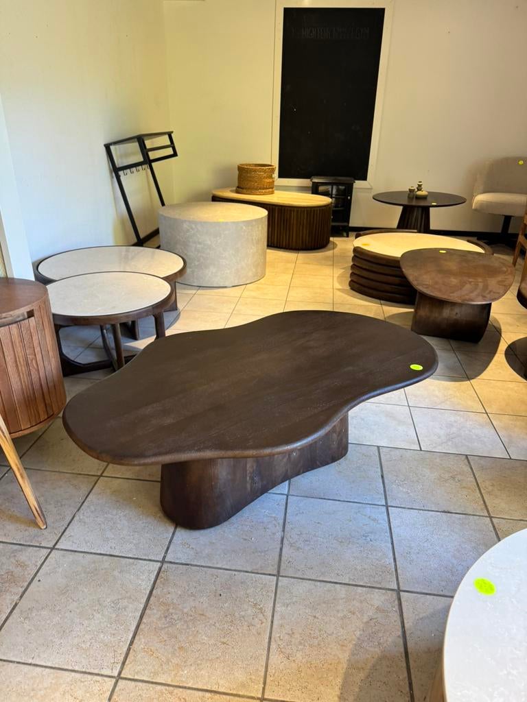 Salontafel Japandi organisch walnoot 120x75x42 cm, Ophalen, 100 tot 150 cm, 50 tot 100 cm, Zo goed als nieuw