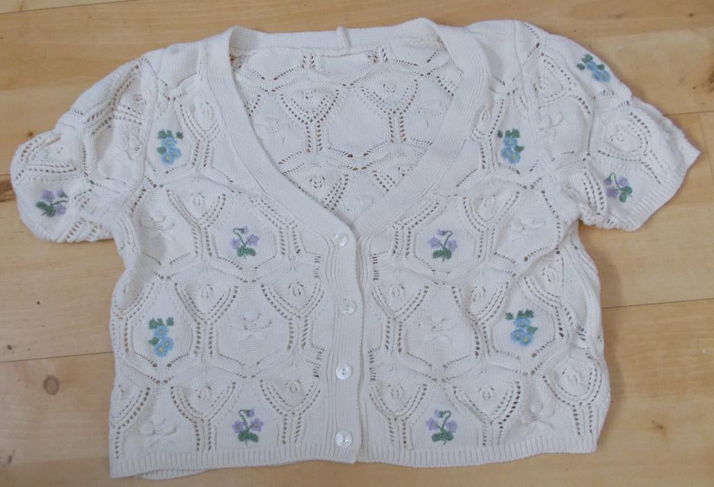 Broderie/folklore lief katoen vestje met borduursels! L, Kleding | Dames, Verzenden, Zo goed als nieuw, Maat 42/44 (L), Beige