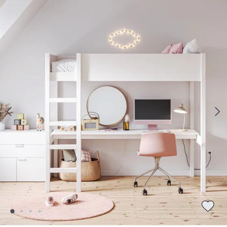 PETIT AMELIE HOOGSLAPER MET BUREAU 200X90 | WIT, Ophalen, Gebruikt, Hoogslaper