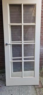1x Hardhouten Opdekdeur met Geslepen Glas 85x202 cm, Doe-het-zelf en Verbouw, Deuren en Horren, Gebruikt, 80 tot 100 cm, Binnendeur