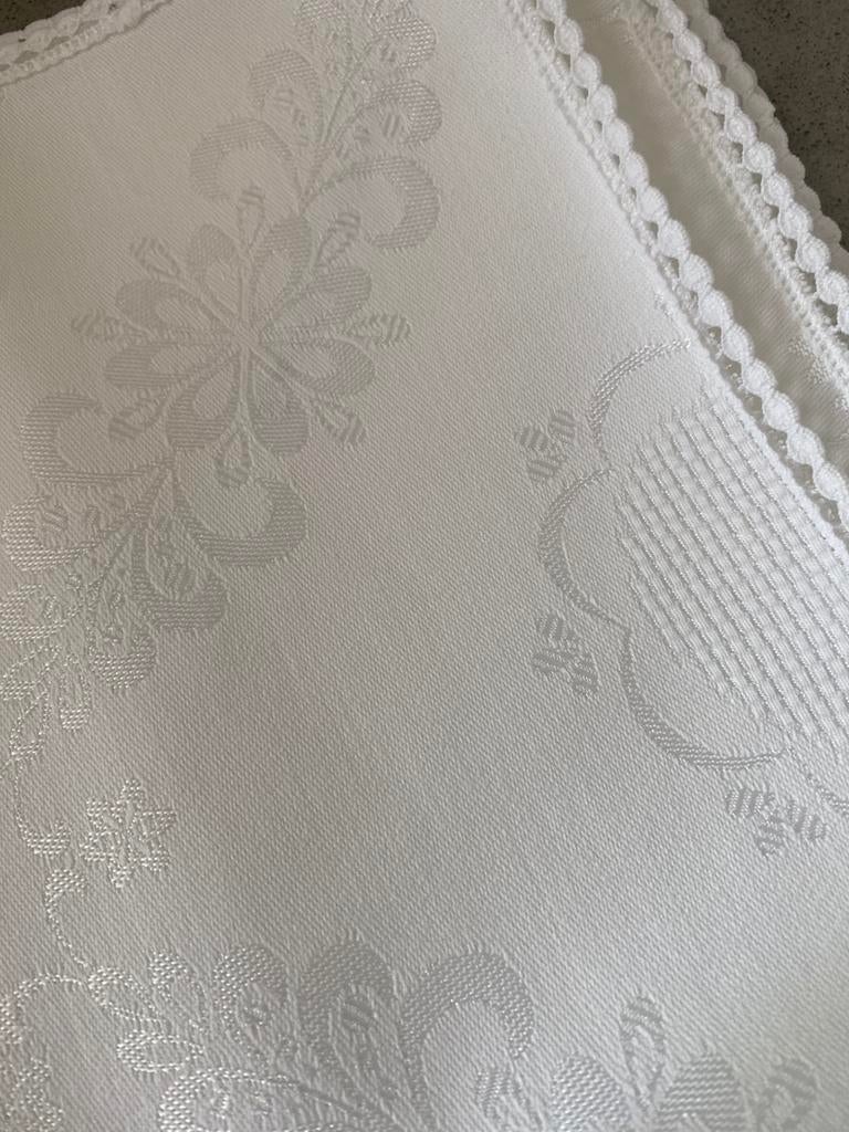 4x servet katoen fijn/dichtgeweven damast, piquerandje, Huis en Inrichting, Keuken | Textiel, Zo goed als nieuw, Wit, Ophalen of Verzenden