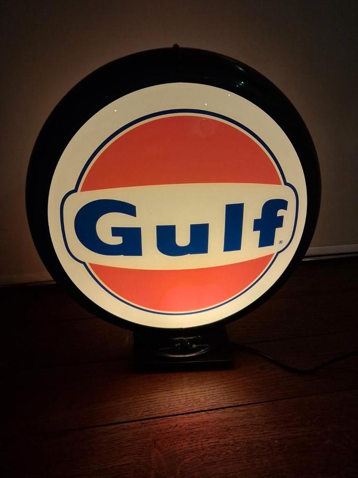 Retro Gulf Gaspomp Globe Lamp op Standaard met LED, Huis en Inrichting, Lampen | Overige, Nieuw, Ophalen of Verzenden