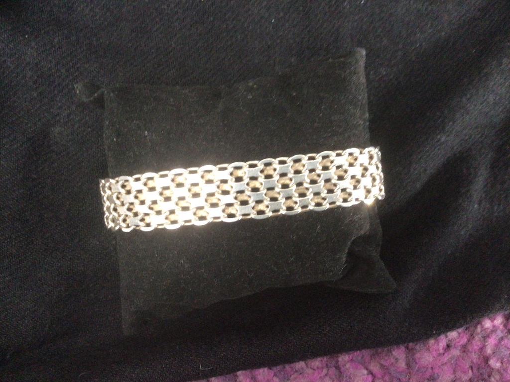 Zilveren 935 armband  lang 19 cm x1.5 cm Breedte, Ophalen, Gebruikt, Zilver, Zilver