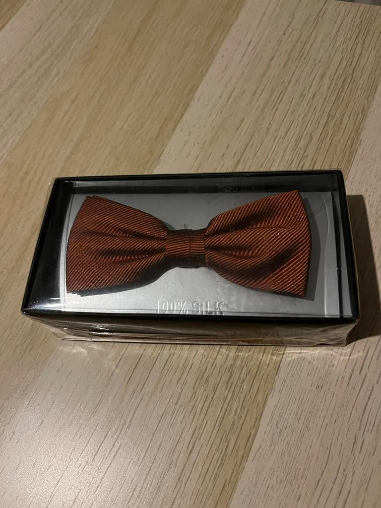 Oranje Bruine Vlinderdas - 100% Zijde, Ophalen, Nieuw