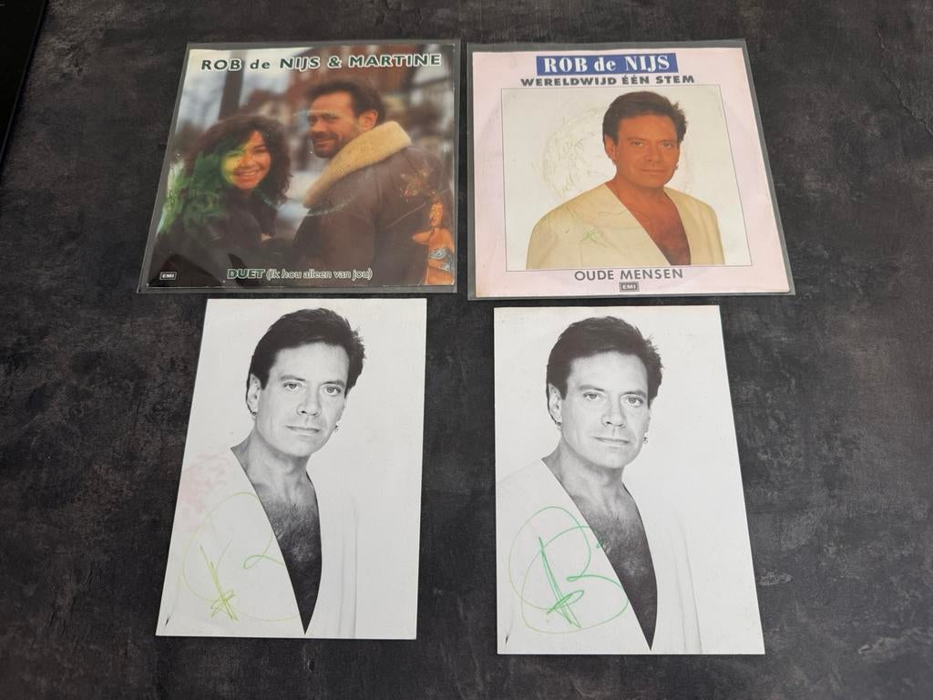 2 x Rob de Nijs vinyl en fotokaart gesigneerd, Ophalen of Verzenden, Zo goed als nieuw, Overige formaten, Levenslied of Smartlap