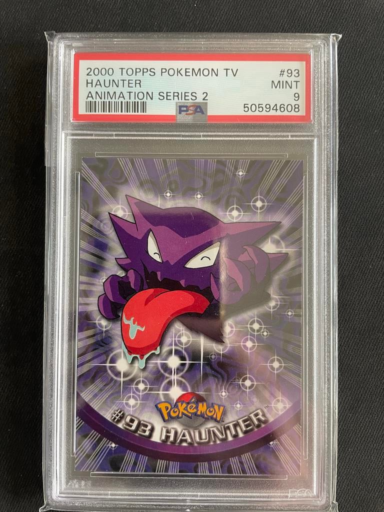2000 Topps Pokémon TV Haunter #93 PSA 9 Mint Animatie Serie, Ophalen of Verzenden, Zo goed als nieuw, Losse kaart