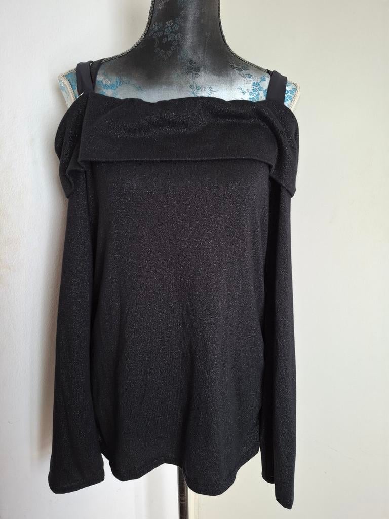 ​ Zip73 Off-Shoulder Glitter Top - Maat XL (Nieuw!), Kleding | Dames, Tops, Nieuw, Maat 46/48 (XL) of groter, Zwart, Korte mouw
