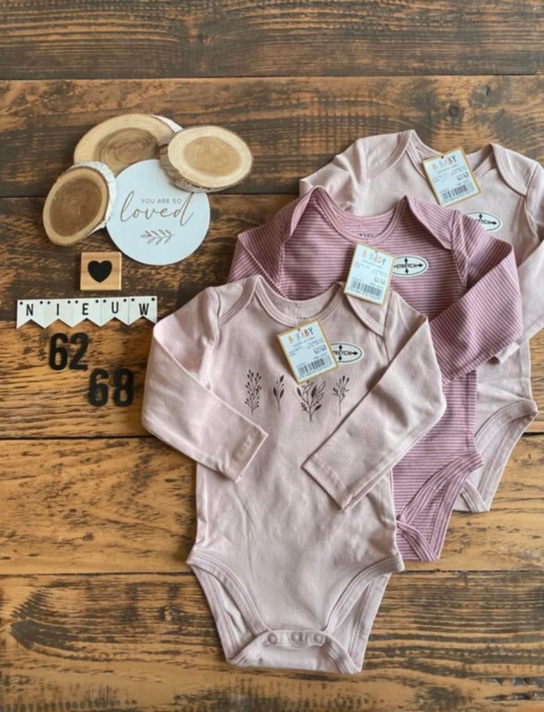 Baby girl 3x wibra lange mouwen romper paars lila maat 62/68, Ophalen of Verzenden, Nieuw, Meisje, Nacht- of Onderkleding