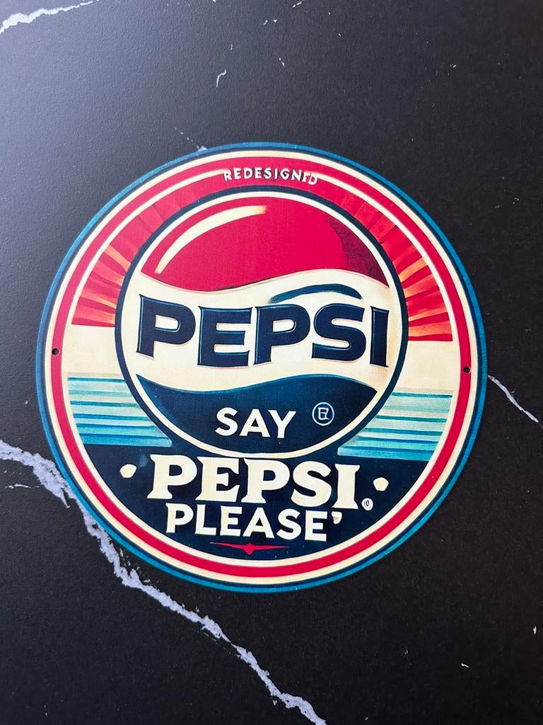 Prachtig rond vintage bord van Pepsi 20x20, Verzamelen, Merken en Reclamevoorwerpen, Ophalen of Verzenden, Reclamebord