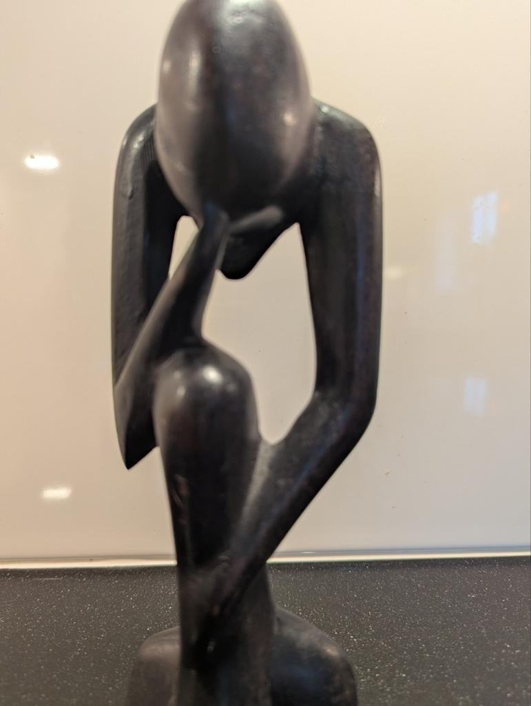 Moderne houten sculptuur 'De Denker' - Rodin stijl, Antiek en Kunst, Ophalen of Verzenden