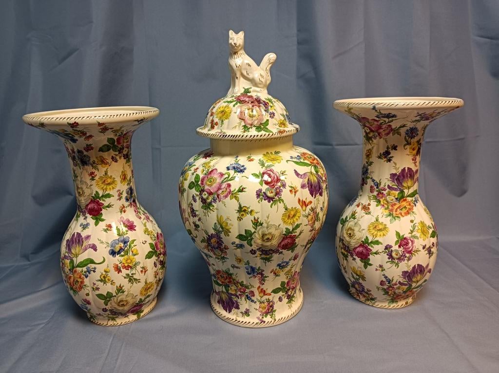 Boch Fleurs de Saxes kaststel driedelig, Antiek en Kunst, Antiek | Vazen, Ophalen