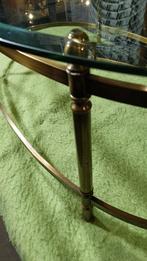 Ovale messing salontafel met 2 glasplaten 133 cm, Ophalen, Gebruikt, 100 tot 150 cm, 50 tot 100 cm