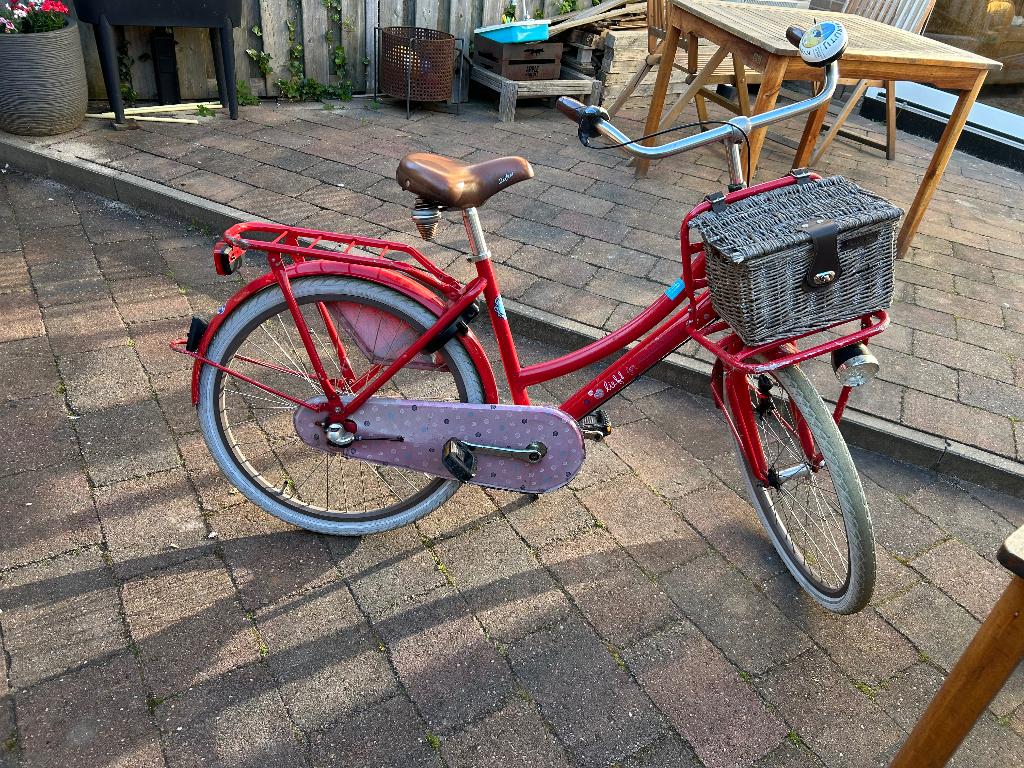 Rode cortina 26 inch meisjesfiets, Terugtraprem, Gebruikt, Contina, Versnellingen