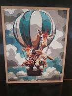 Schilderij met giraffen en luchtballon, Ophalen of Verzenden