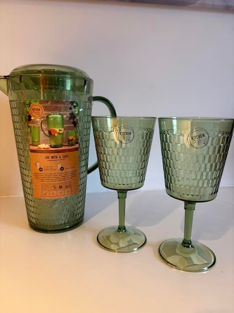 Kitchengoods & More Kan, 4 drinkglazen en 2 wijnglazen, Nieuw, Ophalen of Verzenden, Overige stijlen, Overige materialen