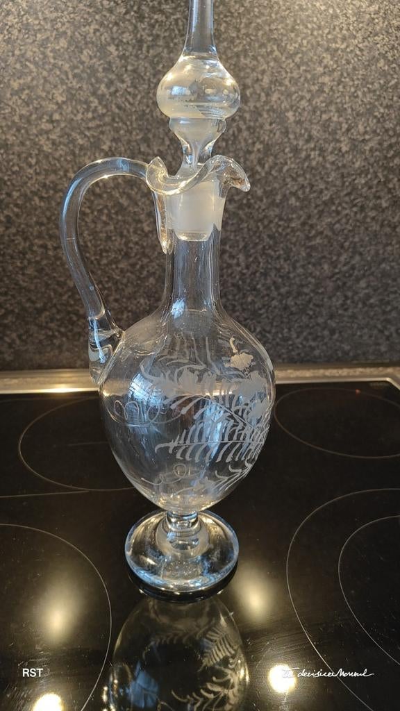 Elegante glazen karaf met stop, Antiek en Kunst, Antiek | Glas en Kristal, Ophalen of Verzenden