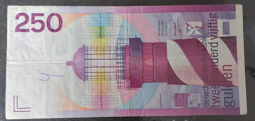 Bankbiljet 250 gulden vuurtoren Nvmh 134-1, Postzegels en Munten, Bankbiljetten | Nederland, Verzenden, 250 gulden, Los biljet