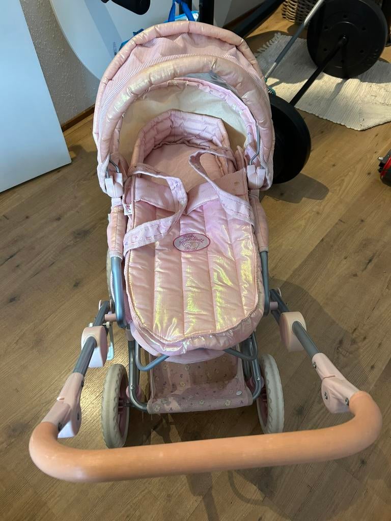 Poppenwagen - buggy - reiswieg roze met glans, Ophalen, Gebruikt, Babypop