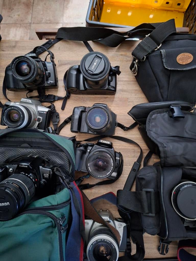 Partij camera, Ophalen of Verzenden, Gebruikt, Spiegelreflex, Minolta