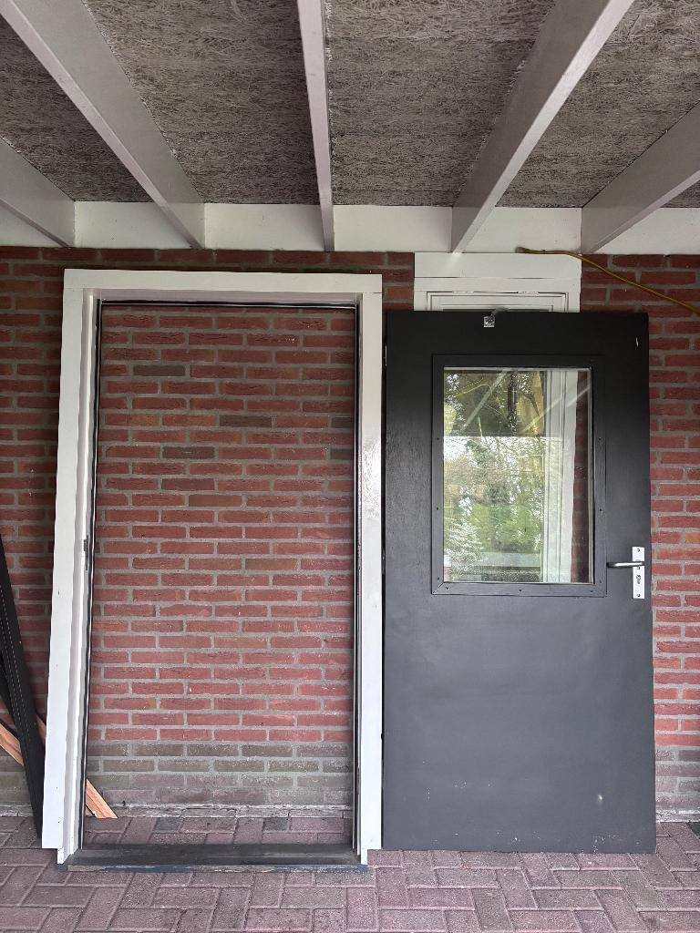 Buitendeur met kozijn (200,5 x 99,5) + raam, Ophalen, Gebruikt, 80 tot 100 cm, Buitendeur