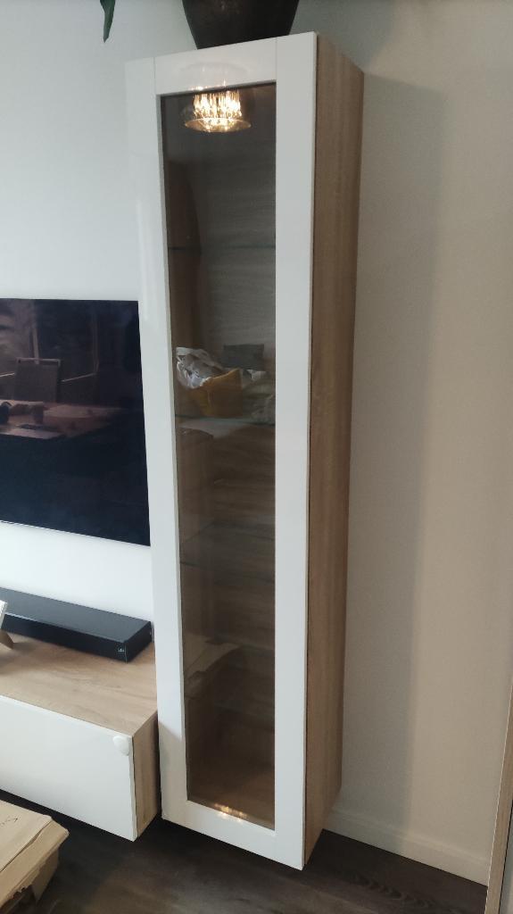 Moderne wandkast sonoma eiken/wit, Huis en Inrichting, Kasten | Wandmeubels, Zo goed als nieuw, 150 tot 200 cm, Minder dan 150 cm