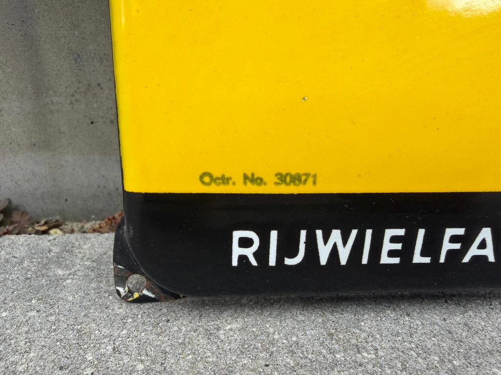 PJK Rijwielen emaille reclamebord, Verzamelen, Merken en Reclamevoorwerpen, Reclamebord, Gebruikt, I, Ophalen of Verzenden