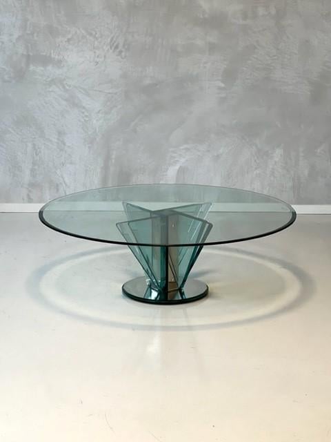 Gallotti & Radice salontafel vintage design coffee table, Ophalen, Gebruikt, Glas, Gallotti & Radice