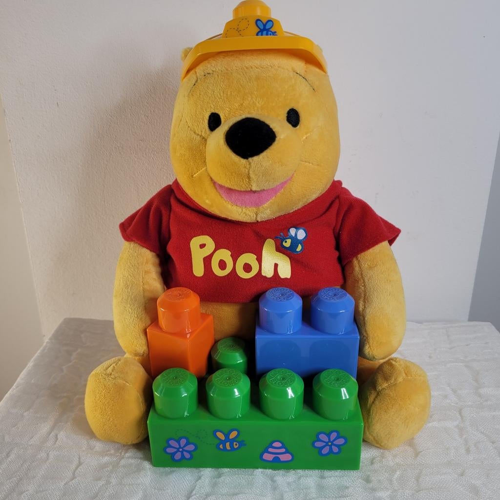 Disney Mega Blocks Winnie de Poeh knuffel 27 cm met blokken, Disney, Beer, Ophalen of Verzenden, Zo goed als nieuw