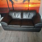 2.5 zits zwart leren bank, Huis en Inrichting, Banken | Bankstellen, Gebruikt, 150 tot 200 cm, Tweepersoons, Ophalen of Verzenden