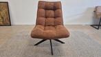 Prachtige cognac bruine design draaifauteuil in nieuwstaat!!, 75 tot 100 cm, Ophalen of Verzenden, Zo goed als nieuw, Stof