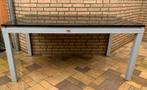 Tuintafel met zwart hardstenen blad, Tuin en Terras, Tuintafels, Ophalen, Gebruikt, Rechthoekig, Metaal
