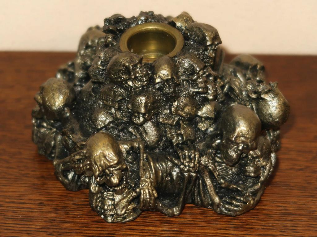gothic horror Kandelaar, berg skeletten, gegarandeerd uniek!, Ophalen of Verzenden, Nieuw, Brocante