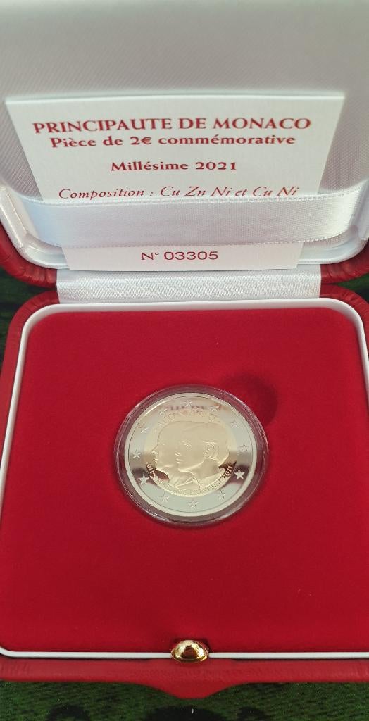 Monaco 2021 2 euromunt Proof Huwelijk Albert/Charlene, Postzegels en Munten, Munten | Europa | Euromunten, Ophalen of Verzenden