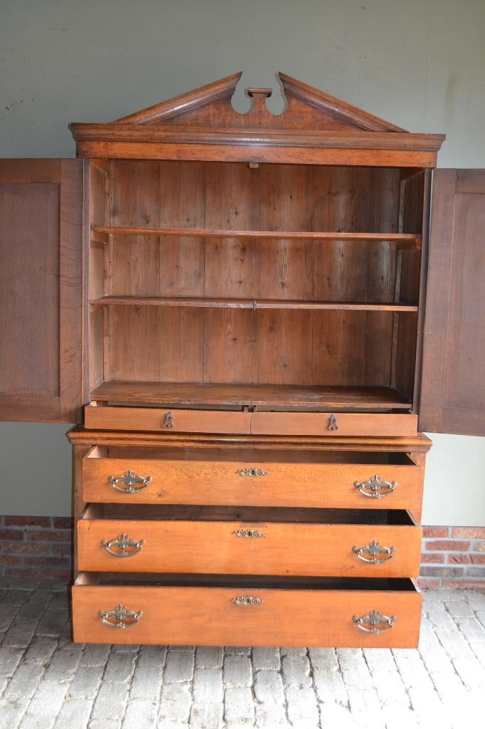 Prachtig antiek eiken houten Empire kabinet., Antiek en Kunst, Verzenden