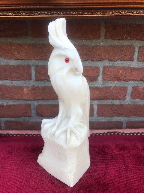 antiek albasten beeld, gekuifde vogel, Art deco, Ophalen of Verzenden, Steen of Keramiek, Beeld