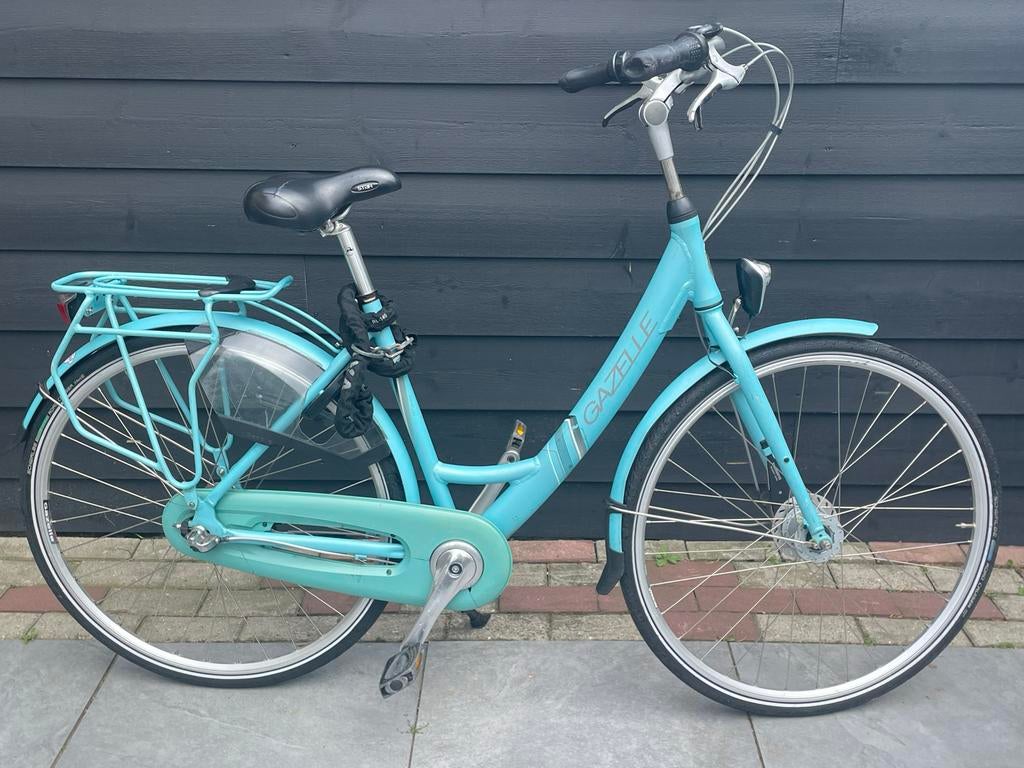 Gazelle meisjesfiets - Lichtblauw - 28 inch, Ophalen, Gebruikt, 26 inch of meer, Handrem