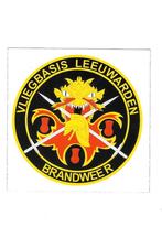 Vliegbasis Leeuwarden / Brandweer sticker ca. 10 cm rond., Verzenden, Luchtmacht, Nederland, Overige typen
