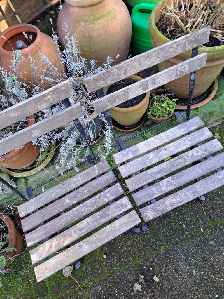 2 bistro stoeltjes, Tuin en Terras, Tuinbanken, Ophalen, Gebruikt, Metaal