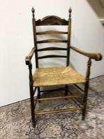 Antieke houten stoel met biezen zitting, Ophalen of Verzenden