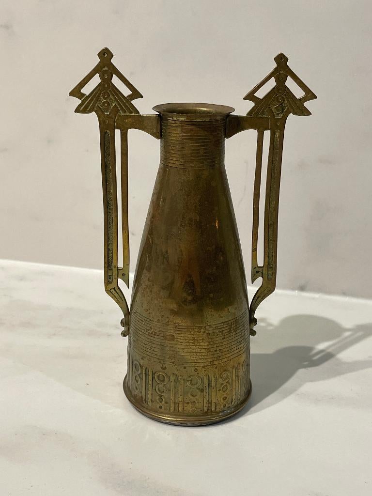 Hollands / Belgisch Messing Art nouveau Vaasje (1890-1919), Ophalen of Verzenden